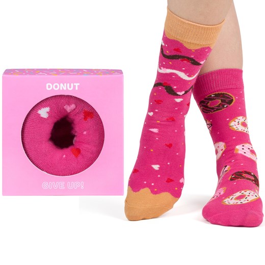 Skarpetki damskie różowe SOXO Donat w Pudełku ze sklepu Sklep SOXO w kategorii Skarpetki damskie - zdjęcie 160951039