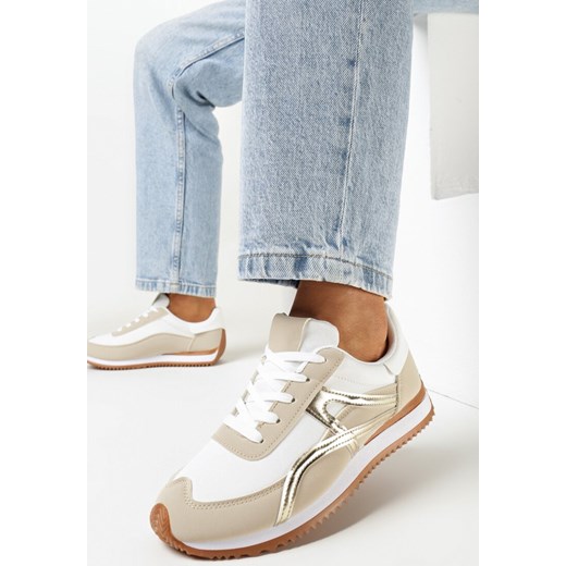 Złote Sneakersy przed Kostkę z Przeszyciami Cidju ze sklepu born2be.pl w kategorii Buty sportowe damskie - zdjęcie 160955198