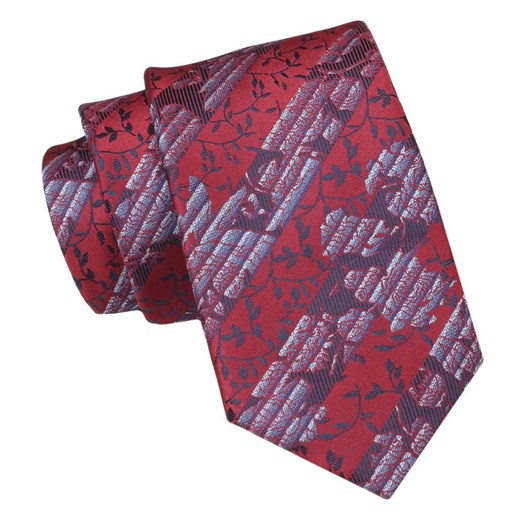 Krawat Męski, Klasyczny - ALTIES - Czerwony, Motyw Kwiatowy KRALTS0943 ze sklepu JegoSzafa.pl w kategorii Krawaty - zdjęcie 160962478