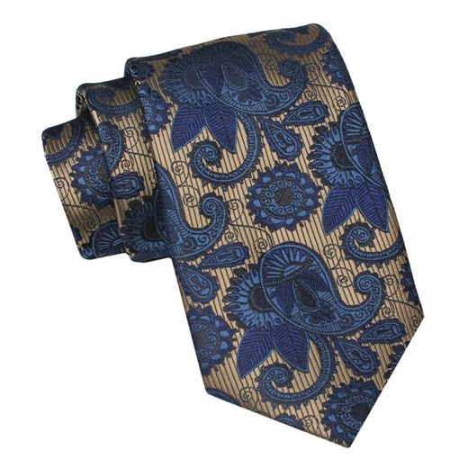 Krawat Męski, Klasyczny - ALTIES - Granatowe Paisley KRALTS0948 ze sklepu JegoSzafa.pl w kategorii Krawaty - zdjęcie 160962496