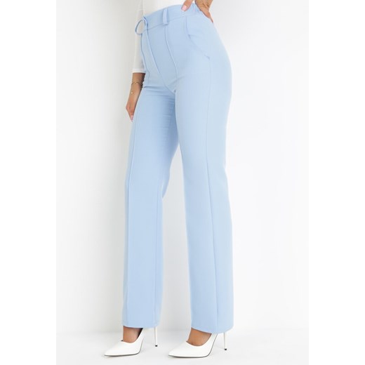 Niebieskie Garniturowe Spodnie z Wysokim Stanem i Szerokimi Nogawkami Abigaille ze sklepu Born2be Odzież w kategorii Spodnie damskie - zdjęcie 160967045