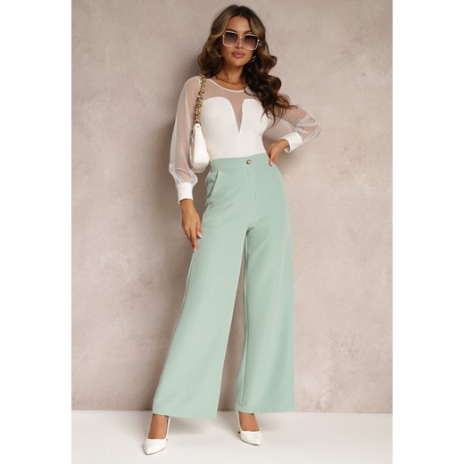 Jasnozielone Spodnie Szerokie Laodaleia ze sklepu Renee odzież w kategorii Spodnie damskie - zdjęcie 160967338