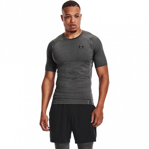 Męska koszulka treningowa UNDER ARMOUR UA HG Armour Comp SS - szara ze sklepu Sportstylestory.com w kategorii T-shirty męskie - zdjęcie 160973217