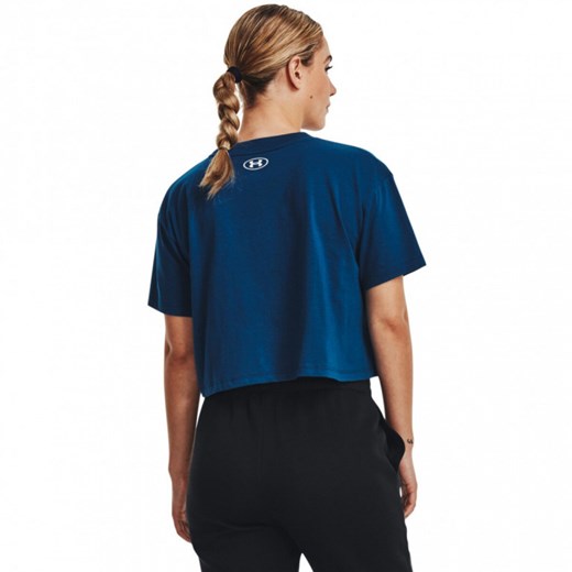 Damski t-shirt z nadrukiem Under Armour UA Collegiate Crest Crop SS - granatowa ze sklepu Sportstylestory.com w kategorii Bluzki damskie - zdjęcie 160973576