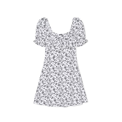Cropp - Biała sukienka w kwiaty - kremowy ze sklepu Cropp w kategorii Sukienki - zdjęcie 160974016