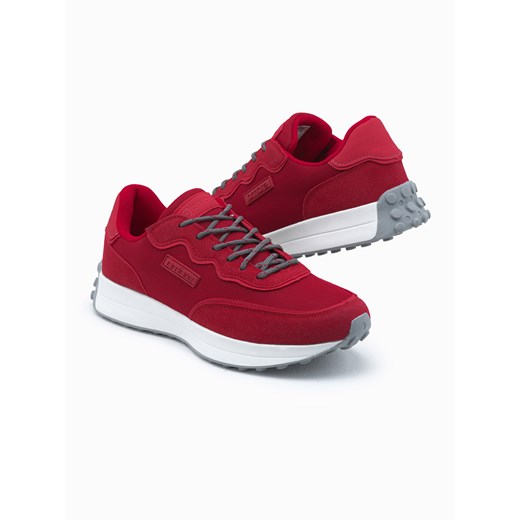 Buty męskie sneakersy z łączonych materiałów - czerwone V2 OM-FOSL-0110 ze sklepu ombre w kategorii Buty sportowe męskie - zdjęcie 160975726