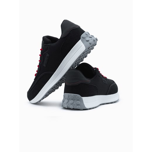 Buty męskie sneakersy z łączonych materiałów - czarne V3 OM-FOSL-0110 ze sklepu ombre w kategorii Buty sportowe męskie - zdjęcie 160975755