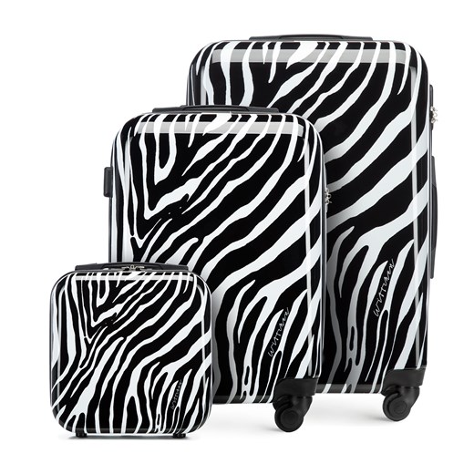 Komplet walizek z ABS-u w zwierzęcy wzór biało-czarny ze sklepu WITTCHEN w kategorii Walizki - zdjęcie 161010475