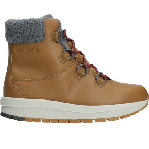 Botki Columbia brązowe płaskie casual z gumy wiązane