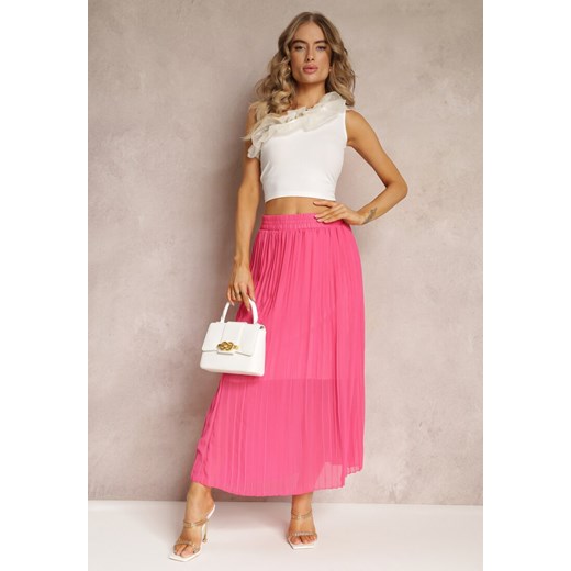 Różowa Maxi Spódnica z Plisami i Gumką w Talii Eiphiza ze sklepu Renee odzież w kategorii Spódnice - zdjęcie 161034945