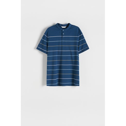 Reserved - Koszulka polo regular w paski - Granatowy Reserved L Reserved