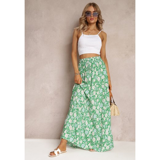 Zielona Bawełniana Spódnica Maxi w Kwiaty Eile ze sklepu Renee odzież w kategorii Spódnice - zdjęcie 161039745
