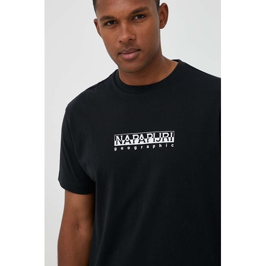 Napapijri t-shirt bawełniany S-Box kolor czarny z nadrukiem NP0A4H8S0411 ze sklepu ANSWEAR.com w kategorii T-shirty męskie - zdjęcie 161040546