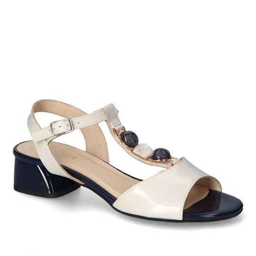 Sandały Gamis 7116/M3+Granat Beżowe lakier ze sklepu Arturo-obuwie w kategorii Sandały damskie - zdjęcie 161044967