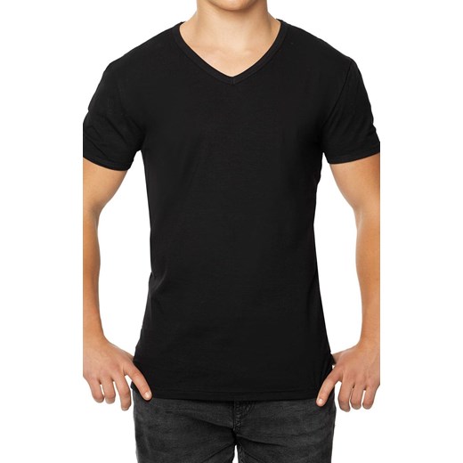 T-shirt męski czarny koszulka z dekoltem v VIN, Kolor czarny, Rozmiar S, Unikat ze sklepu Primodo w kategorii T-shirty męskie - zdjęcie 161051329