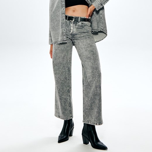 Sinsay - Jeansy wide leg mid waist - Jasny szary Sinsay 34 Sinsay