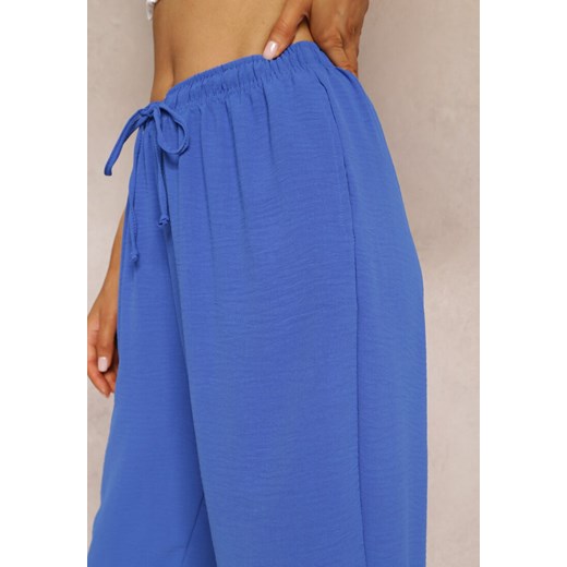 Niebieskie Spodnie z Szerokimi Nogawkami 3/4 i Gumką w Talii Jacquelle Renee M promocja Renee odzież