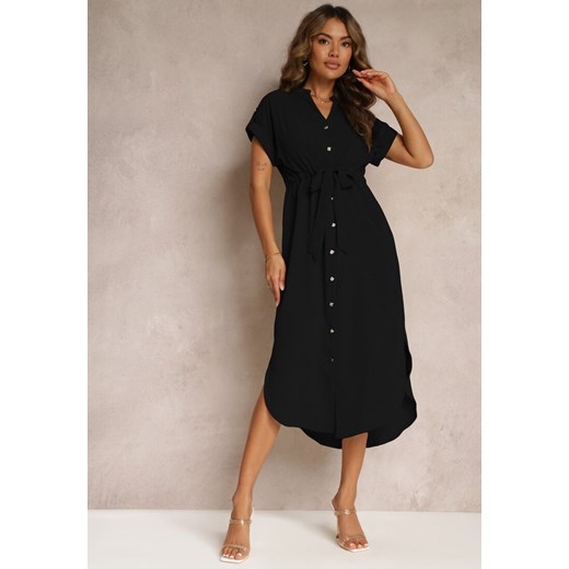 Czarna Sukienka Koszulowa z Krótkim Rękawem Yasminine ze sklepu Renee odzież w kategorii Sukienki - zdjęcie 161055907