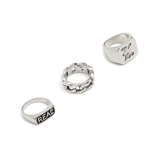 Cropp - 3 pack srebrnych pierścionków - srebrny ze sklepu Cropp w kategorii Sygnety - zdjęcie 161056116
