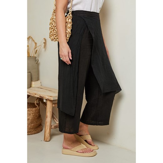Curvy Lady Lniane spodnie w kolorze czarnym Curvy Lady 48/50 okazyjna cena Limango Polska