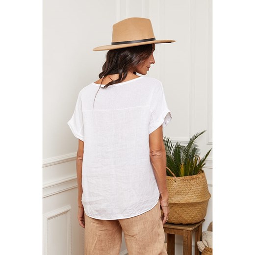 La Compagnie Du Lin Lniana koszulka w kolorze białym La Compagnie Du Lin S promocja Limango Polska