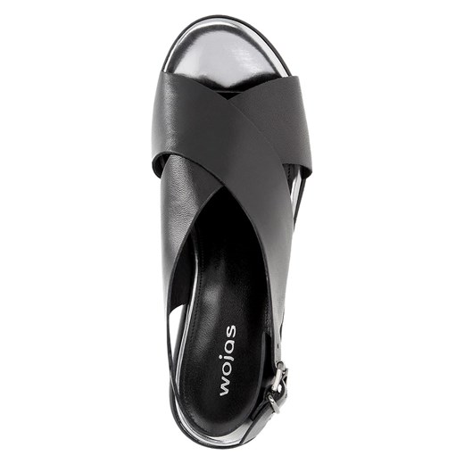 Wojas Skórzane sandały w kolorze czarnym na koturnie Wojas 39 wyprzedaż Limango Polska