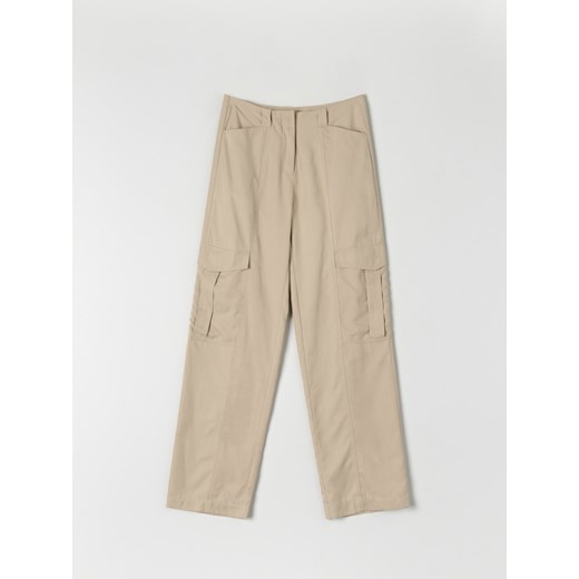 Sinsay - Spodnie cargo - Kremowy Sinsay S Sinsay