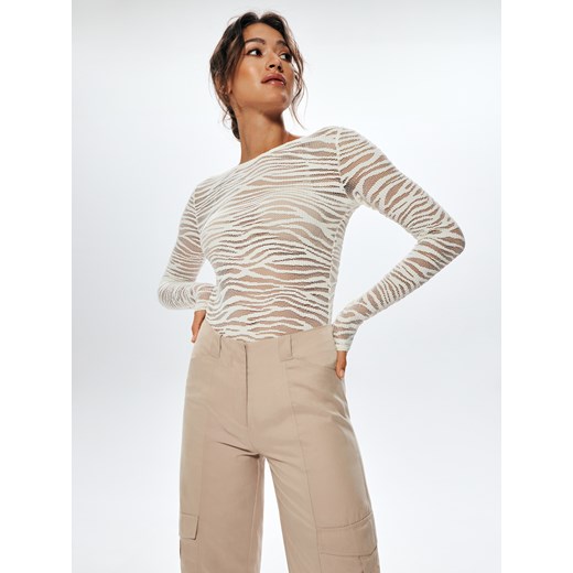 Sinsay - Spodnie cargo - Kremowy Sinsay S Sinsay