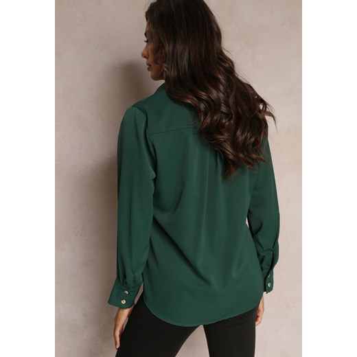 Zielona Koszula z Żabotem z Wiskozy Ghio Renee M okazyjna cena Renee odzież