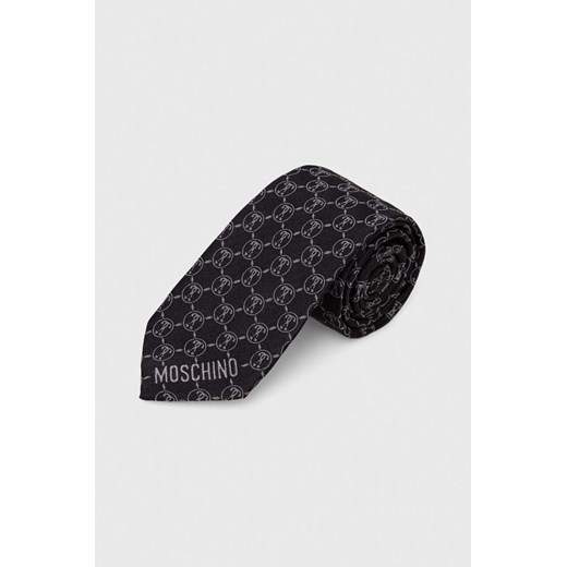 Moschino krawat jedwabny kolor czarny M5725 55061 ze sklepu ANSWEAR.com w kategorii Krawaty - zdjęcie 161095946