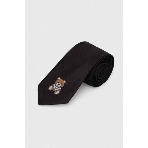 Moschino krawat jedwabny kolor czarny ze sklepu ANSWEAR.com w kategorii Krawaty - zdjęcie 161095948