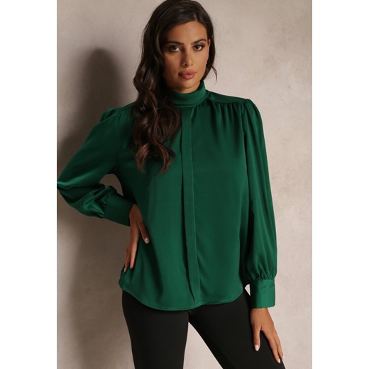 Zielona Bluzka z Długim Rękawem i Stójką Elettine Renee L okazja Renee odzież