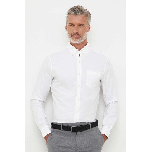 Michael Kors koszula męska kolor biały slim z kołnierzykiem button-down ze sklepu ANSWEAR.com w kategorii Koszule męskie - zdjęcie 161101519