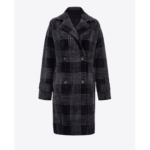 PINKO Dwurzędowy płaszcz w szarą kratę rozmiar L Pinko L promocyjna cena Moliera2.com