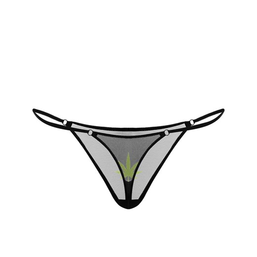 ZHILYOVA LINGERIE Czarne stringi Cannabis Neon rozmiar L Zhilyova Lingerie L Moliera2.com