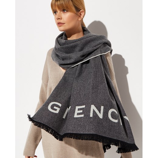 GIVENCHY Szary dwustronny szal z kaszmiru Givenchy ONE SIZE Moliera2.com