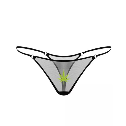 ZHILYOVA LINGERIE Czarne stringi Cannabis Neon rozmiar L Zhilyova Lingerie L Moliera2.com