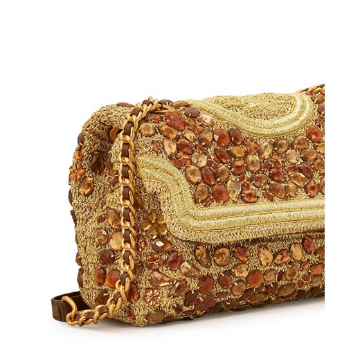 TORY BURCH Zielona torba zdobiona kryształami Fleming Small Tory Burch ONE SIZE promocja Moliera2.com