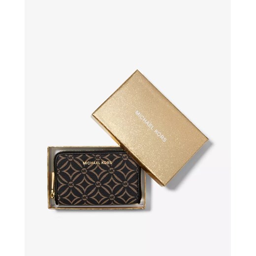 MICHAEL KORS Brązowy żakardowy portfel z logo Michael Kors ONE SIZE Moliera2.com