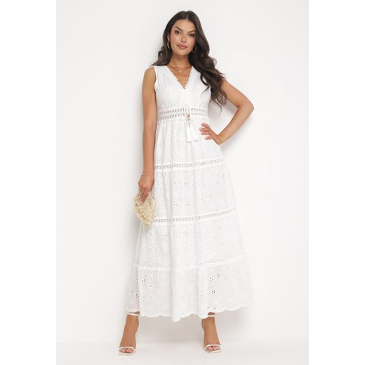 Biała Haftowana Sukienka Maxi Fizz ze sklepu Born2be Odzież w kategorii Sukienki - zdjęcie 161186485