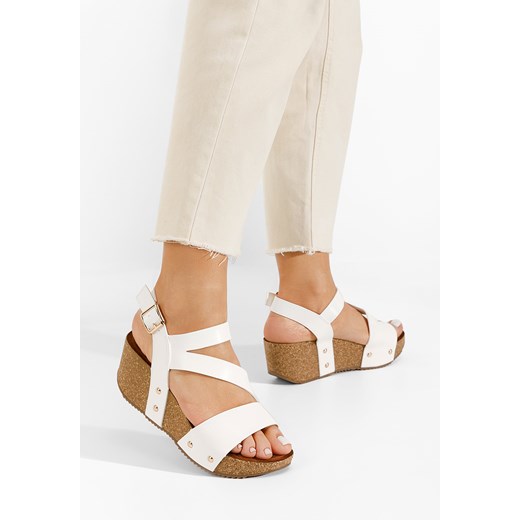 Białe sandały na platformie Thalia ze sklepu Zapatos w kategorii Sandały damskie - zdjęcie 161187079