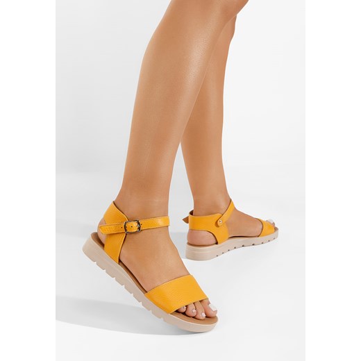 Żółte sandały damskie skórzane Zeraha ze sklepu Zapatos w kategorii Sandały damskie - zdjęcie 161187109