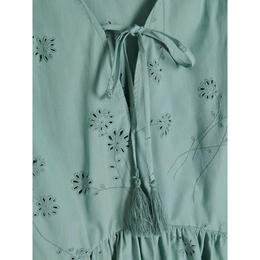 Reserved - Sukienka z ażurowym wzorem - Zielony Reserved L Reserved