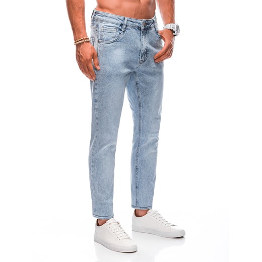 Spodnie męskie jeansowe P1366 - niebieskie Edoti 30 okazja Edoti