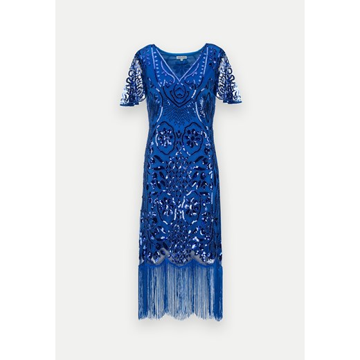 Sukienka Molton z dekoltem w literę v midi z krótkim rękawem w cekiny dopasowana 