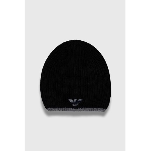 Emporio Armani czapka i szalik z domieszką wełny kolor czarny Emporio Armani ONE ANSWEAR.com