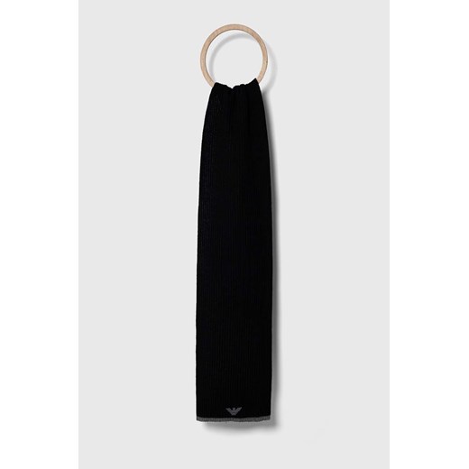 Emporio Armani czapka i szalik z domieszką wełny kolor czarny Emporio Armani ONE ANSWEAR.com