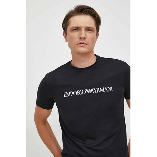 Emporio Armani t-shirt bawełniany kolor granatowy z nadrukiem 8N1TN5 1JPZZ ze sklepu ANSWEAR.com w kategorii T-shirty męskie - zdjęcie 161192928