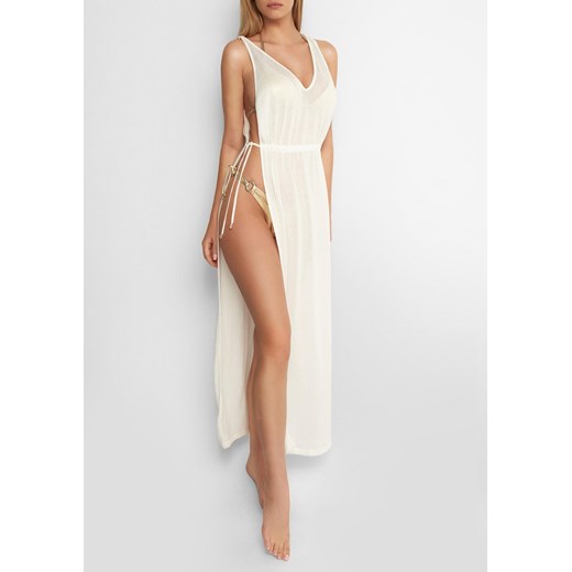 Pareo plażowe białe ze sweterkowej dzianiny Bali Poupee Marilyn Poupee M/L okazja E-marilyn