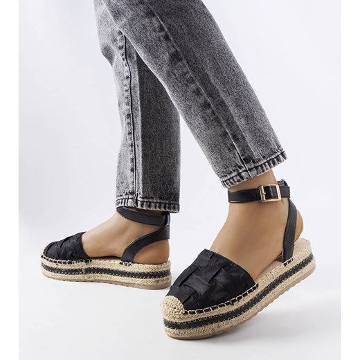 Czarne espadryle na platformie Lafrenière 41 ButyModne.pl